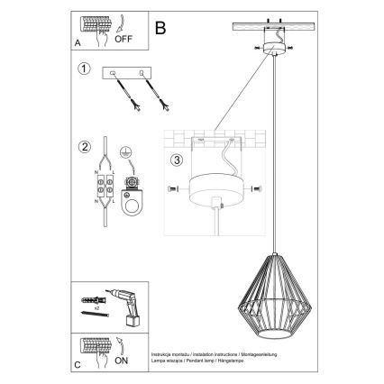 Lampadario a sospensione con filo DEMI 1xE27/60W/230V bianco