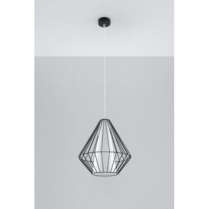 Lampadario a sospensione con filo DEMI 1xE27/60W/230V nero/bianco