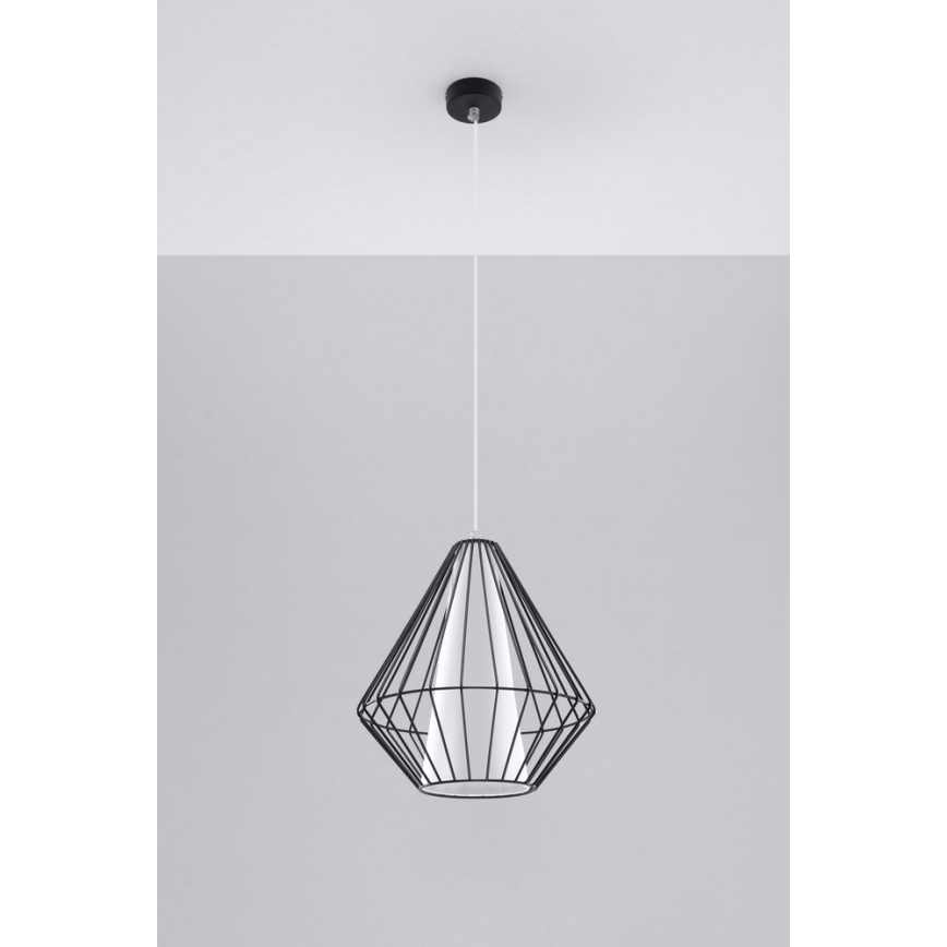 Lampadario a sospensione con filo DEMI 1xE27/60W/230V nero/bianco