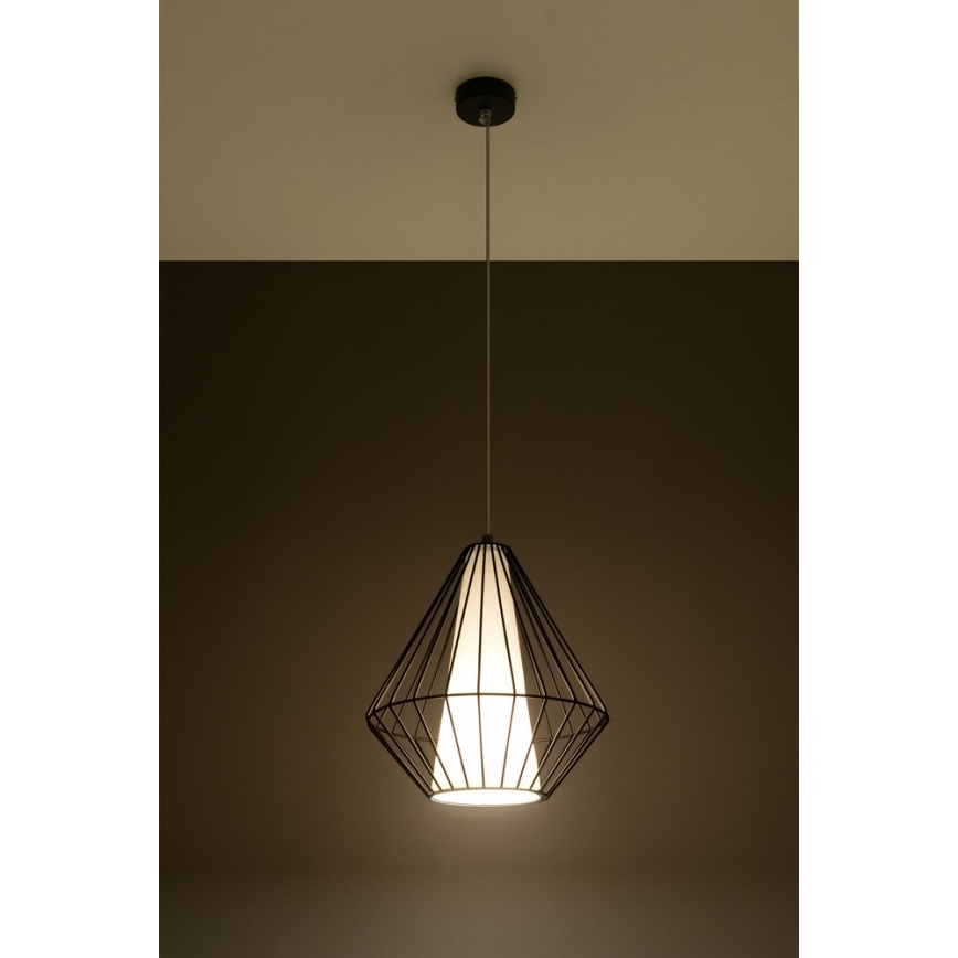 Lampadario a sospensione con filo DEMI 1xE27/60W/230V nero/bianco