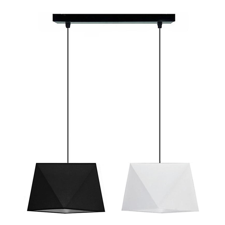 Lampadario a sospensione con filo DIAMENT 2xE27/60W/230V bianco e nero