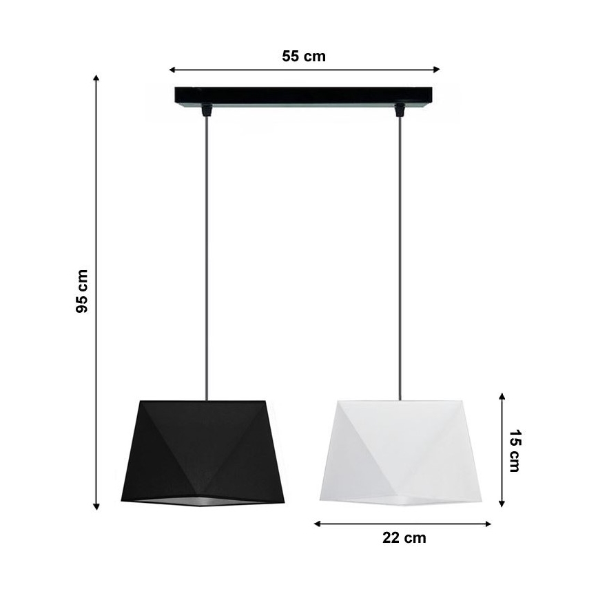 Lampadario a sospensione con filo DIAMENT 2xE27/60W/230V bianco e nero