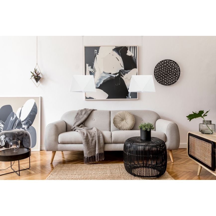 Lampadario a sospensione con filo DIAMENT 2xE27/60W/230V bianco