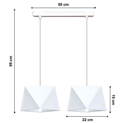 Lampadario a sospensione con filo DIAMENT 2xE27/60W/230V bianco