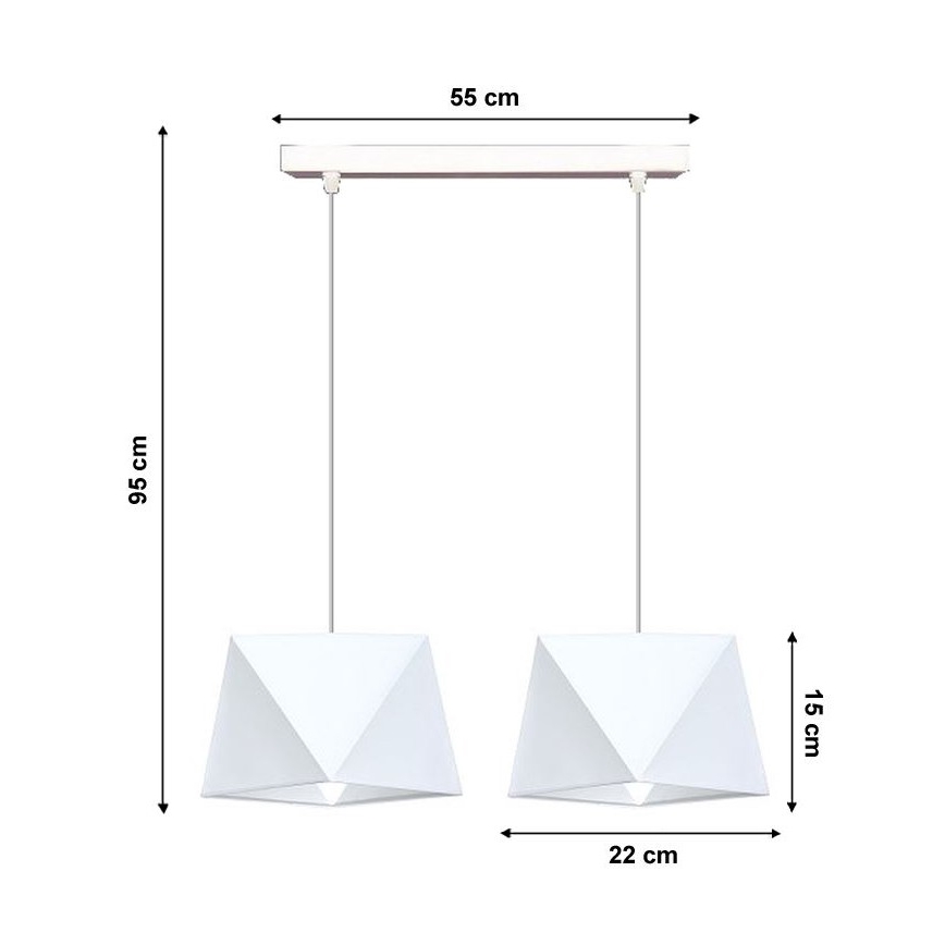Lampadario a sospensione con filo DIAMENT 2xE27/60W/230V bianco