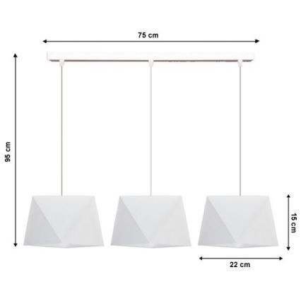 Lampadario a sospensione con filo DIAMENT 3xE27/60W/230V bianco