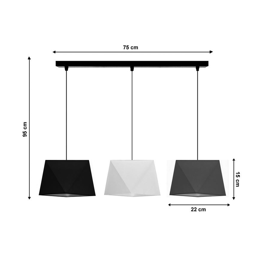 Lampadario a sospensione con filo DIAMENT 3xE27/60W/230V