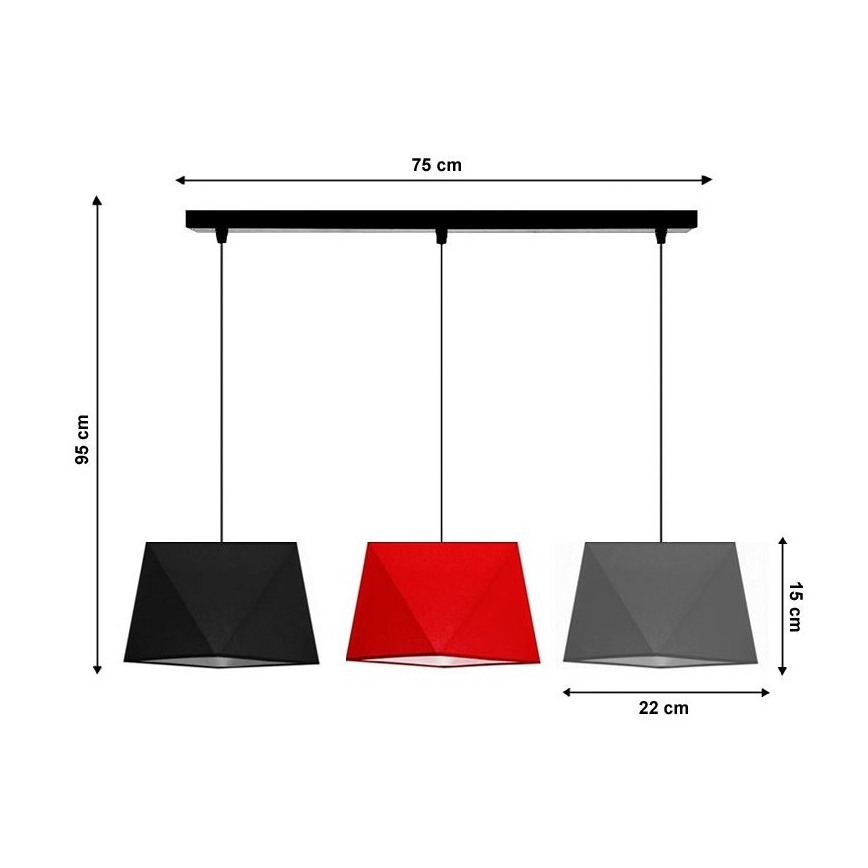 Lampadario a sospensione con filo DIAMENT 3xE27/60W/230V