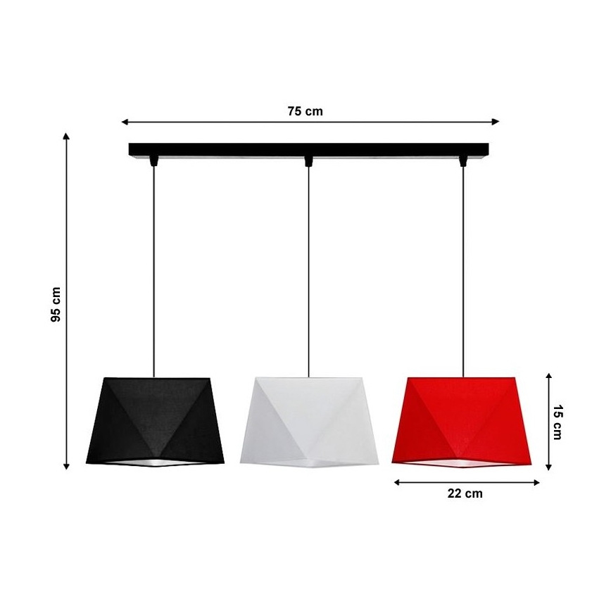 Lampadario a sospensione con filo DIAMENT 3xE27/60W/230V