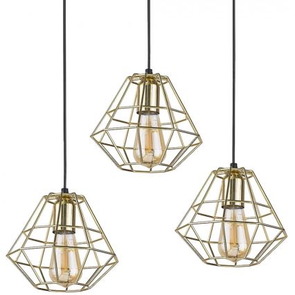 Lampadario a sospensione con filo DIAMOND 3xE27/60W/230V oro