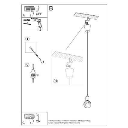 Lampadario a sospensione con filo DIEGO 1xE27/60W/230V