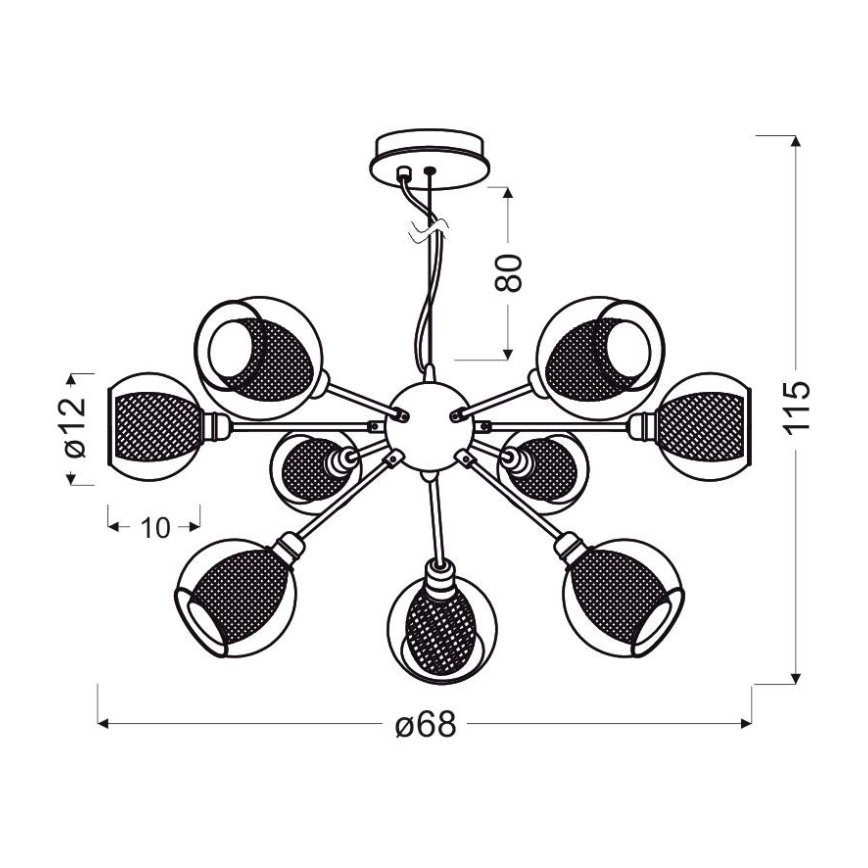 Lampadario a sospensione con filo DIXI 9xE14/40W/230V