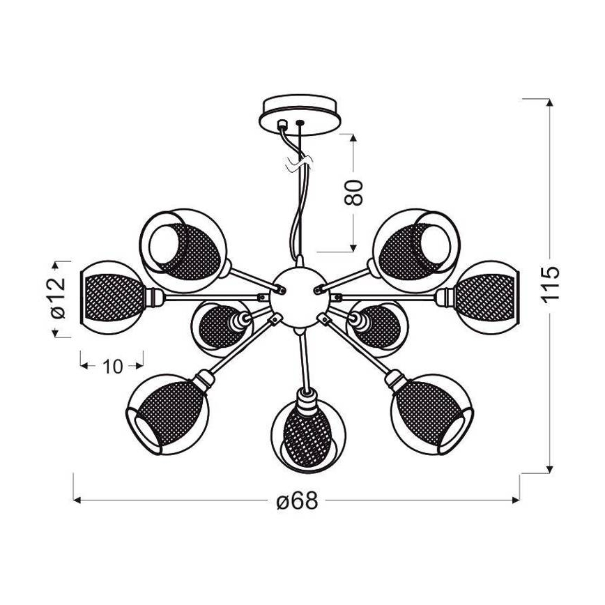 Lampadario a sospensione con filo DIXI 9xE14/40W/230V