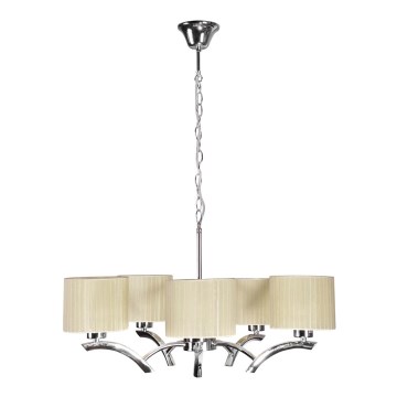 Lampadario a sospensione con filo DRAGA 5xE27/60W/230V beige/cromo lucido