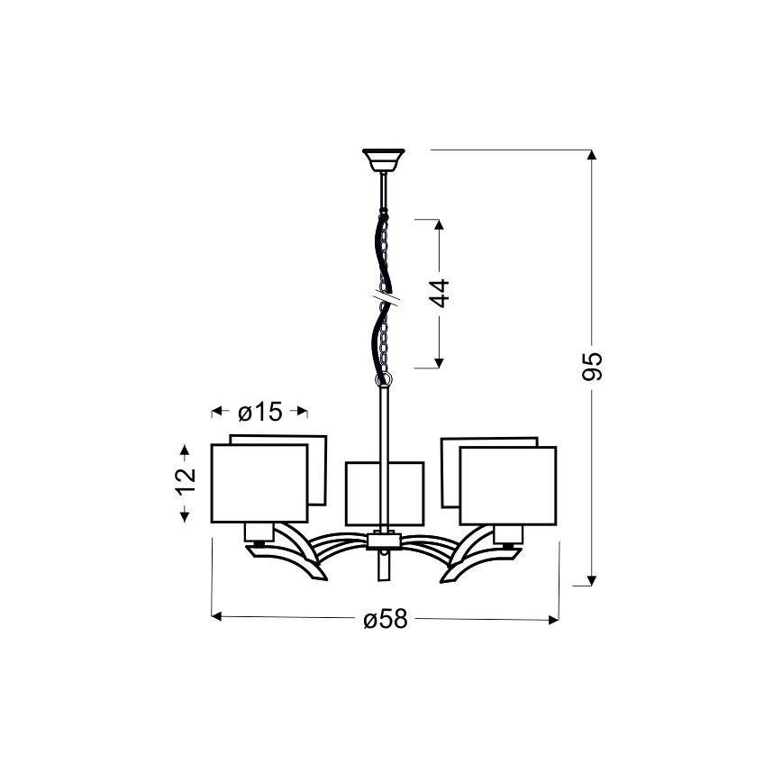 Lampadario a sospensione con filo DRAGA 5xE27/60W/230V beige/cromo lucido