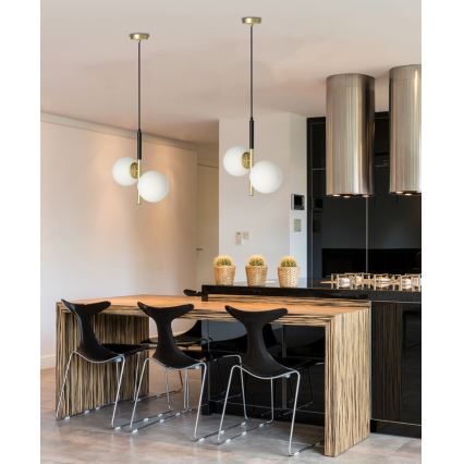 Lampadario a sospensione con filo DUO 2xE14/40W/230V oro/nero
