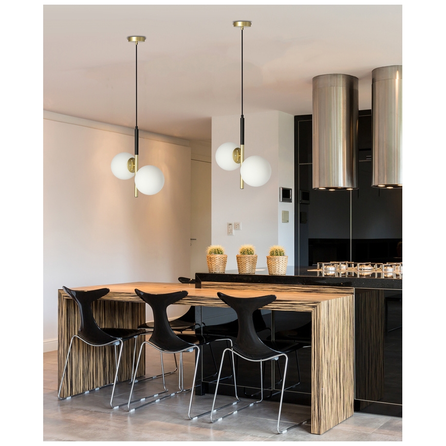 Lampadario a sospensione con filo DUO 2xE14/40W/230V oro/nero
