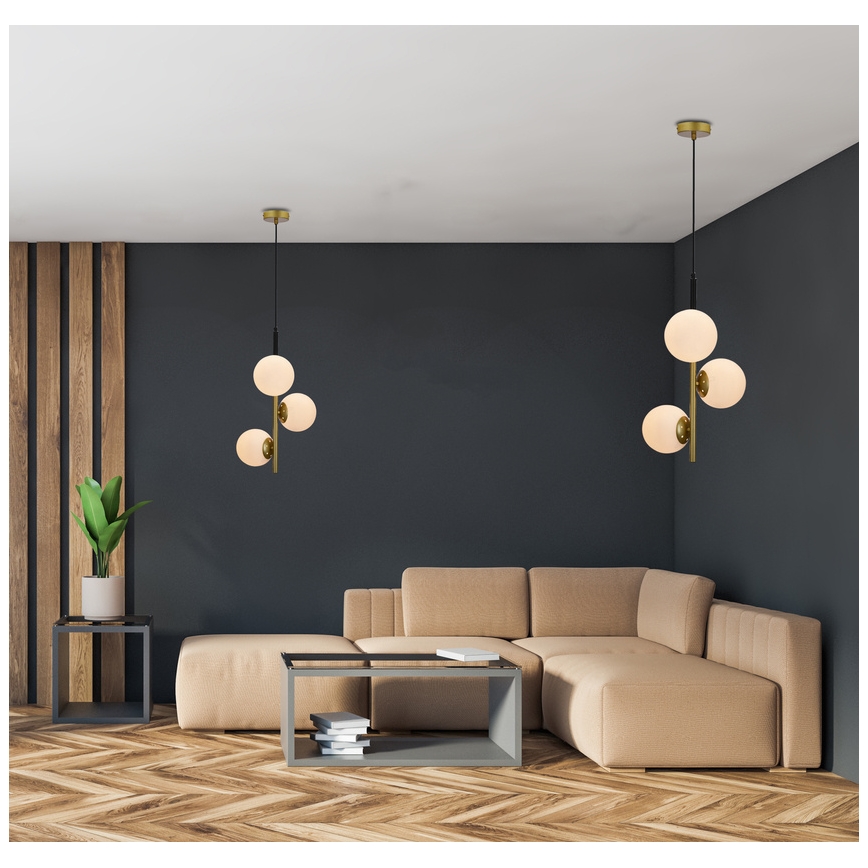 Lampadario a sospensione con filo DUO 3xE14/40W/230V oro/nero