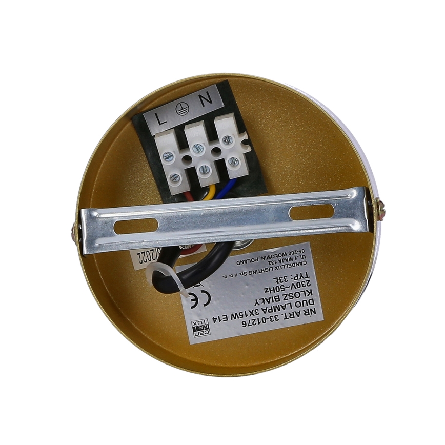 Lampadario a sospensione con filo DUO 3xE14/40W/230V oro/nero