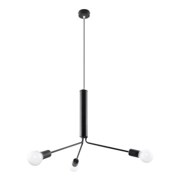 Lampadario a sospensione con filo DUOMO 3D 3xE27/60W/230V nero