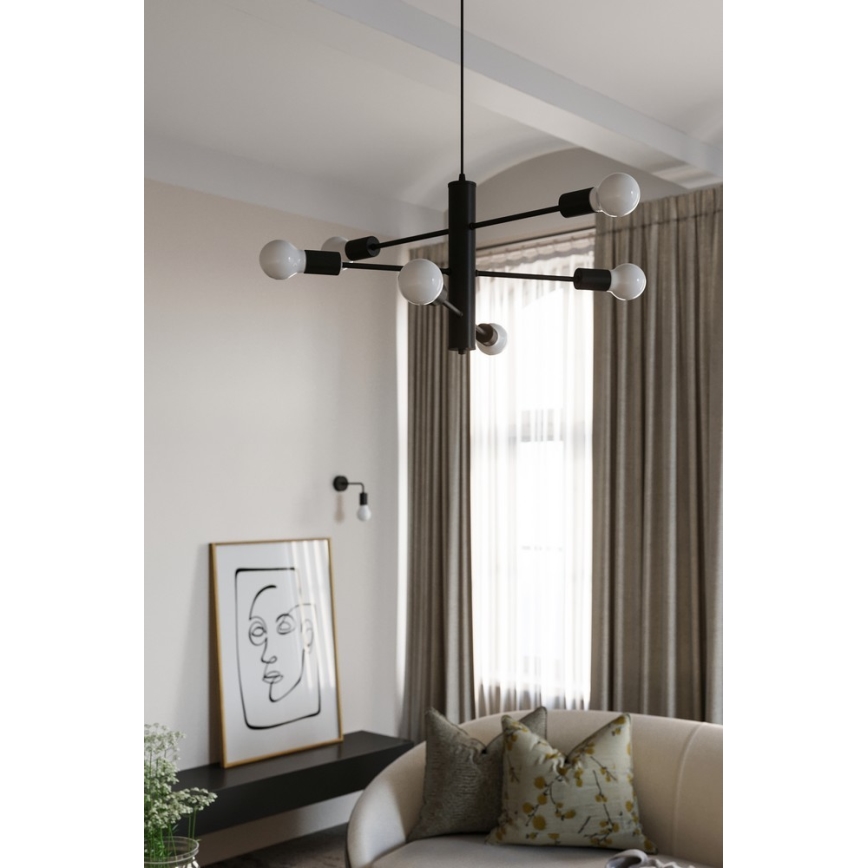 Lampadario a sospensione con filo DUOMO 3D 3xE27/60W/230V nero