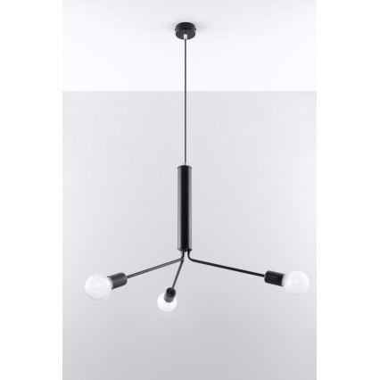 Lampadario a sospensione con filo DUOMO 3D 3xE27/60W/230V nero