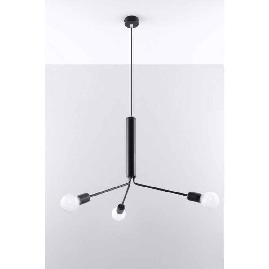 Lampadario a sospensione con filo DUOMO 3D 3xE27/60W/230V nero