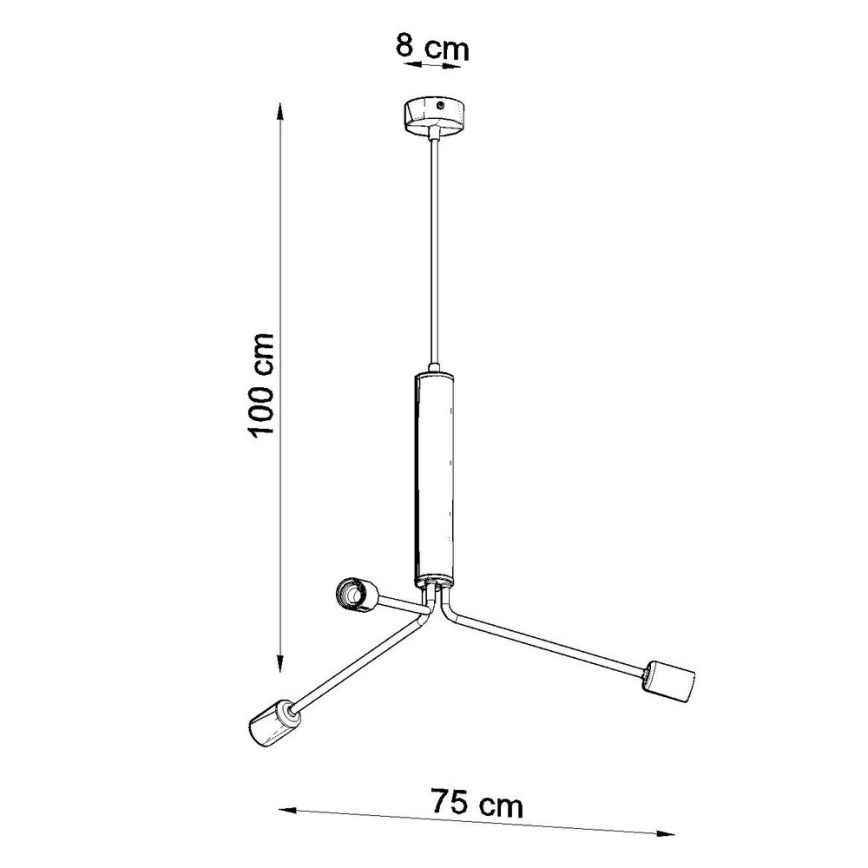 Lampadario a sospensione con filo DUOMO 3D 3xE27/60W/230V nero