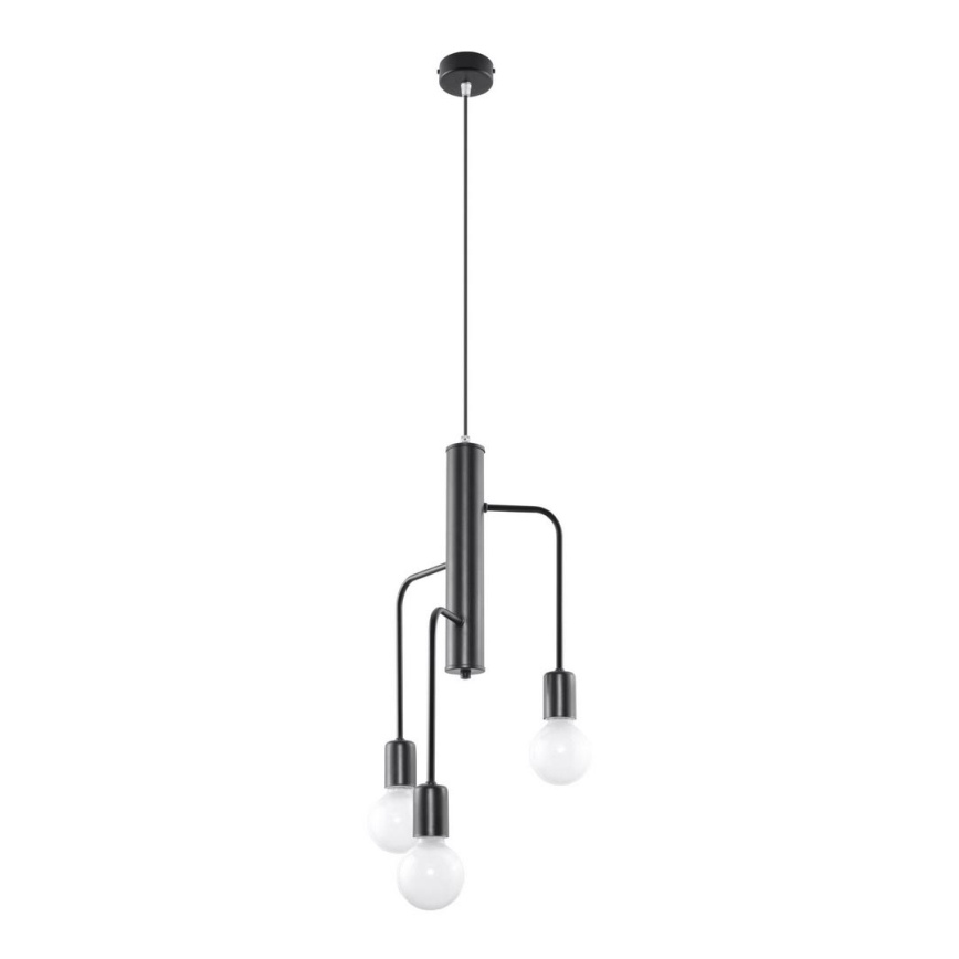 Lampadario a sospensione con filo DUOMO 3M 3xE27/60W/230V nero