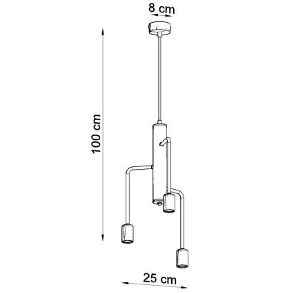 Lampadario a sospensione con filo DUOMO 3M 3xE27/60W/230V nero