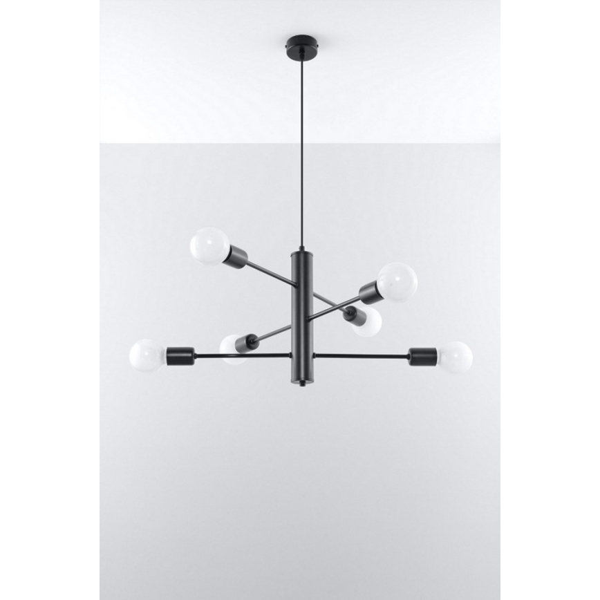 Lampadario a sospensione con filo DUOMO 6 6xE27/60W/230V nero