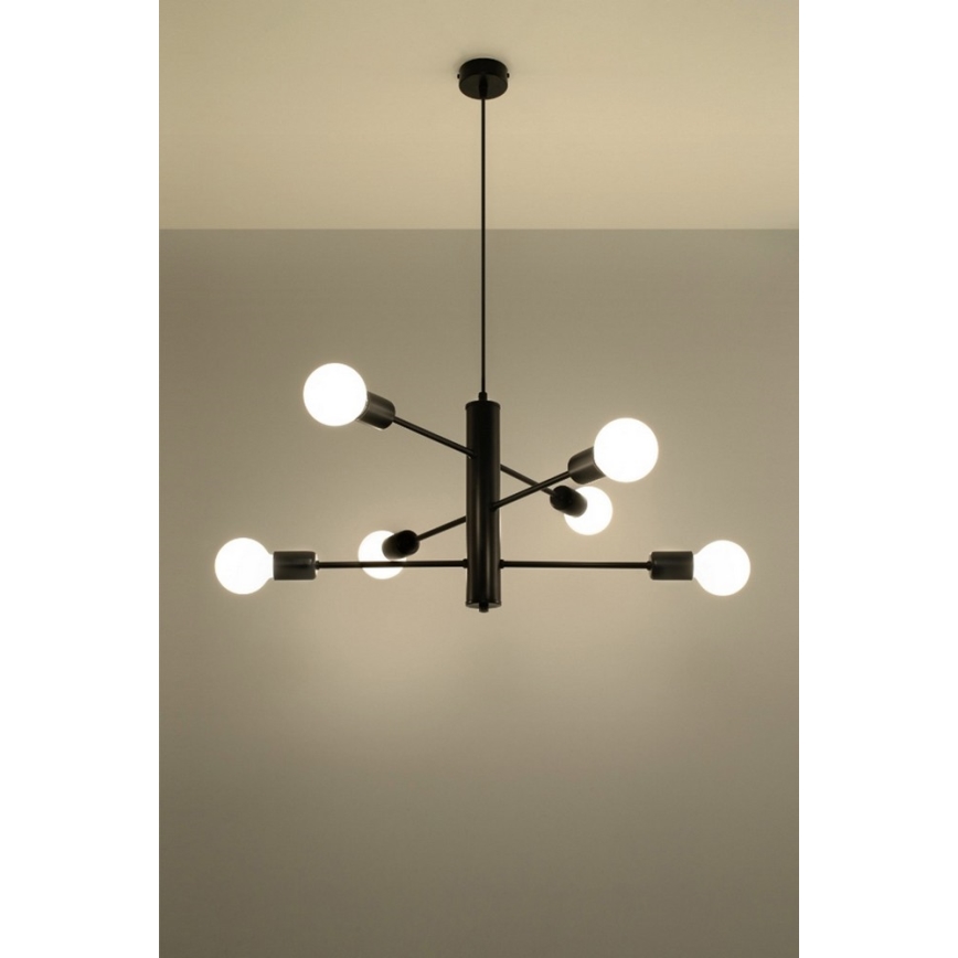 Lampadario a sospensione con filo DUOMO 6 6xE27/60W/230V nero