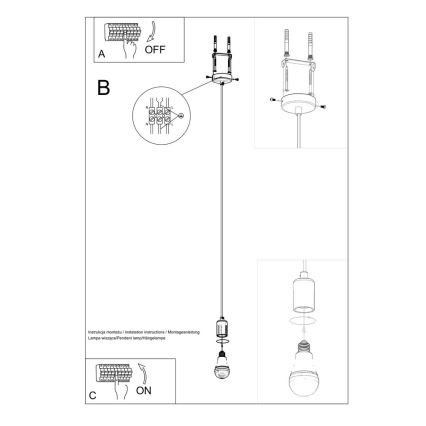 Lampadario a sospensione con filo EDISON 1xE27/60W/230V nero