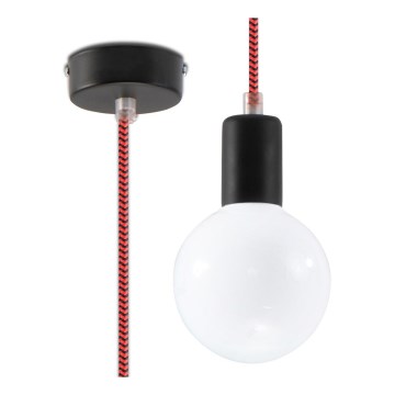 Lampadario a sospensione con filo EDISON 1xE27/60W/230V nero, rosso