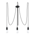 Lampadario a sospensione con filo EDISON 3 3xE27/60W/230V ragno nero