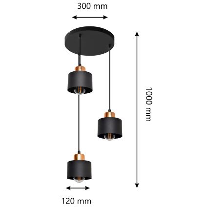 Lampadario a sospensione con filo EDISON 3xE27/15W/230V