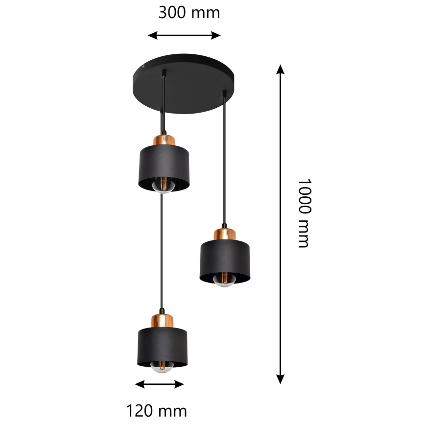 Lampadario a sospensione con filo EDISON 3xE27/15W/230V