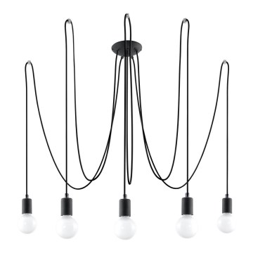 Lampadario a sospensione con filo EDISON 5 5xE27/60W/230V ragno nero