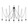 Lampadario a sospensione con filo EDISON 7 7xE27/60W/230V ragno nero