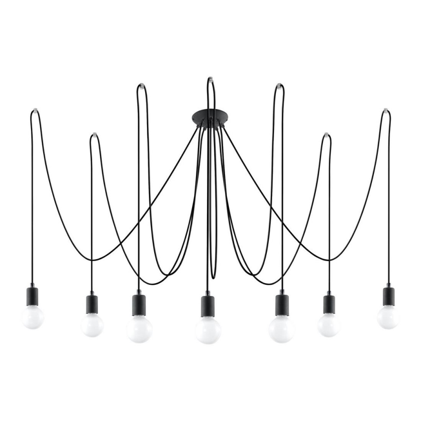 Lampadario a sospensione con filo EDISON 7 7xE27/60W/230V ragno nero
