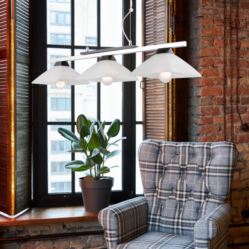 Lampadario a sospensione con filo ELA 3xE27/60W/230V faggio