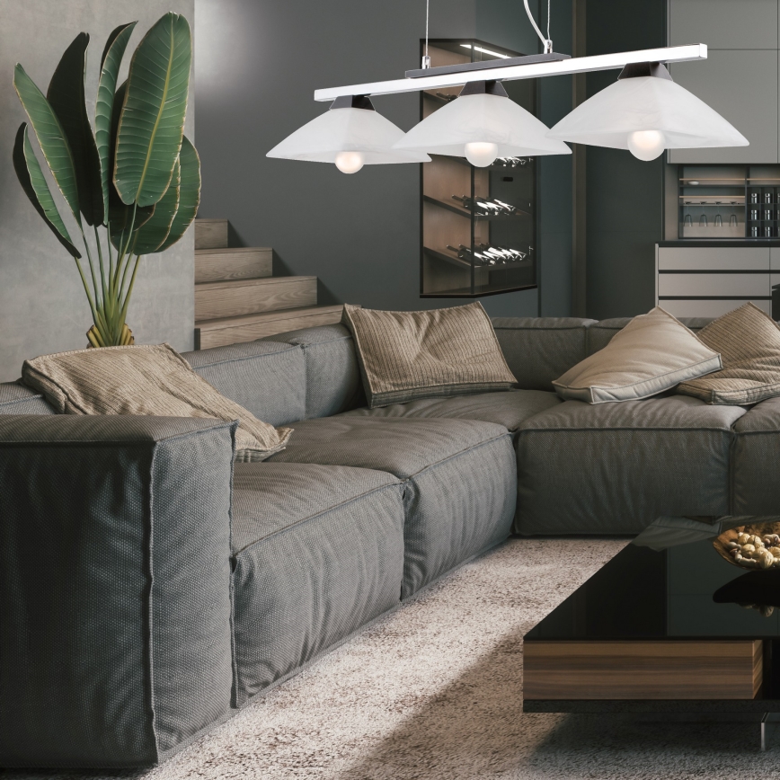 Lampadario a sospensione con filo ELA 3xE27/60W/230V faggio