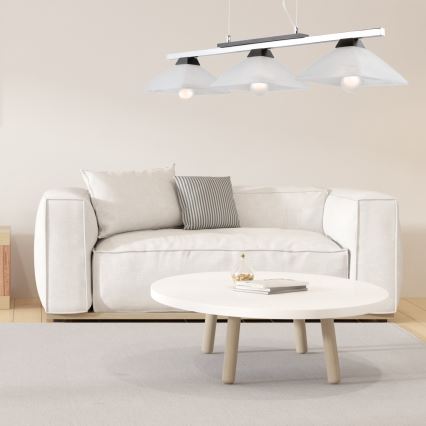 Lampadario a sospensione con filo ELA 3xE27/60W/230V faggio