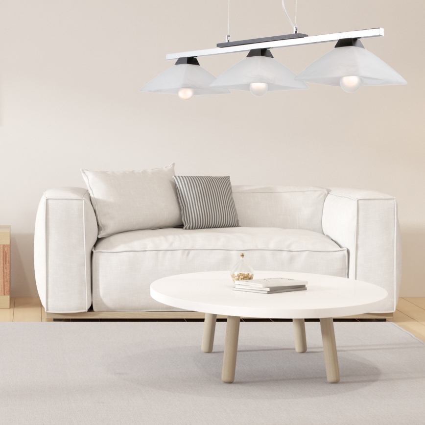 Lampadario a sospensione con filo ELA 3xE27/60W/230V faggio