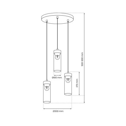 Lampadario a sospensione con filo ELICA 3xE27/60W/230V