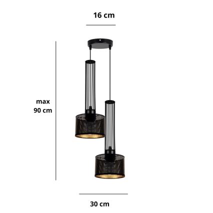 Lampadario a sospensione con filo ELIS 2xE27/60W/230V diametro 30 cm