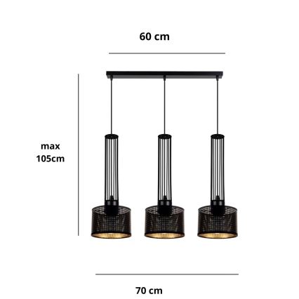 Lampadario a sospensione con filo ELIS 3xE27/60W/230V