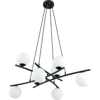 Lampadario a sospensione con filo ESSA 8xE14/10W/230V nero/bianco
