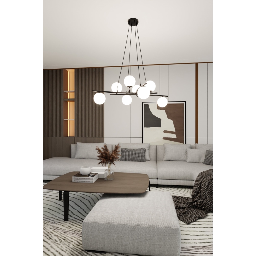 Lampadario a sospensione con filo ESSA 8xE14/10W/230V nero/bianco
