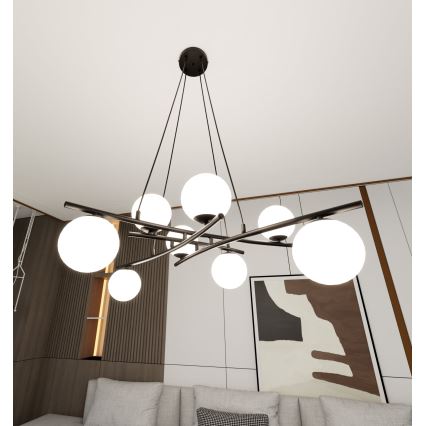 Lampadario a sospensione con filo ESSA 8xE14/10W/230V nero/bianco